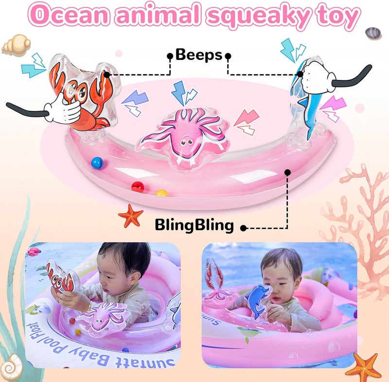 SUNFATT Baby Float with Canopy,Baby Floaties 6-12 Months with UPF 50+ Sun Protection & Toy Play Console,Tdooler Float Features an Adjustable Safety Seat for Girls,Toddler,Infant Aged 6-36 Months. - Image 3